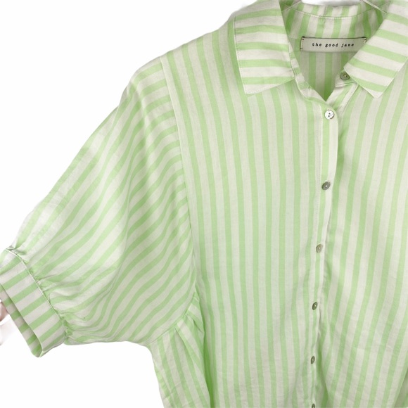 NWT THE GOOD JANE Baby Leaf Sky Mint Stripe Top L - Picture 7 of 8